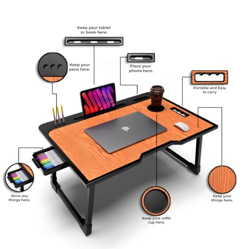 Image of Rellon Industries Study Table for Students Bed Table for Study Foldable Laptop Table Portable & Lightweight Mini Table Bed Reading Table,Laptop Stands, Laptop Desk (A2), Plastic