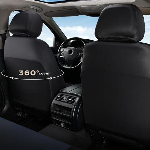 Image of Coverado Seat Covers Front Seats, Leather Automotive Seat Covers 2-Pack, Mesh Breathable Auto Seat Protectors, Driver Seat Covers Universal Fit for SUV, Truck, Vans, Sedan