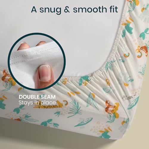 Tutti Bambini Premium Crib Sheets (2-Pack) - Soft Bamboo Jersey Next to Me, Breathable CoZee Sheets, Run Wild