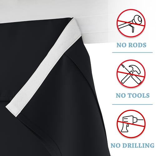 RYB HOME Side Door Curtains Thermal Insulated Blackout Small Window Covering Durable Vertical Privacy Blinds Tie Up Sidelight Shades for Front Door, W12 x L40 inch, 1 Panel, Black