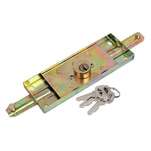 Sourcingmap 11-inch Length Vertical Keyway Rolling Shutter Roller Latch Door Lock Gold Tone
