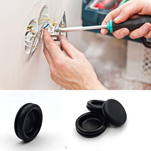 170 STK. Gummitüllen Set, Blindstopfen Gummi Sortiment, Kabeldurchführung Gummistopfen, Gummi Stopfen für Mechanische Plugs, Auto, Maschine, Wasserleitung, Pumpe (Schwarz)