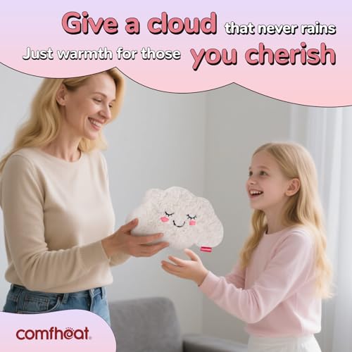 Image of Microwave Unscented Heating Pad for Pain Relief, Moist Heat Pack Hot Compress for Period Cramps, Shoulder, Muscles, Cute Cloud Plush Heating Pad, Gift for Girl Women, with Washable Cover