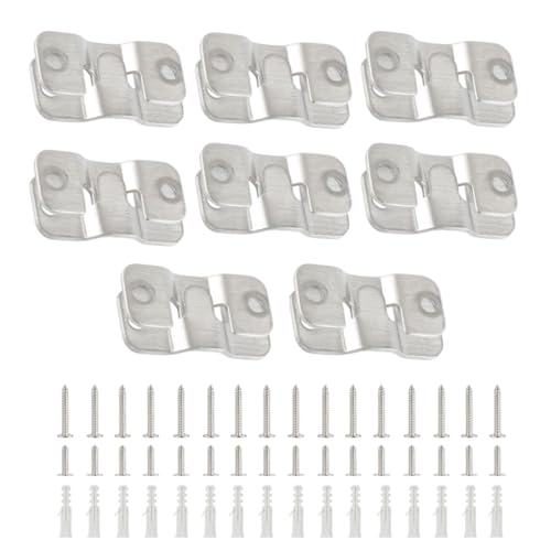 Image of 16Pcs Stainless Steel Interlock Hanging Buckle,Flush Concealed Mount Brackets Stainless Steel Z Clip Bracket Interlock Hanging Buckle Mountain Buckle for Picture Display Art Gallery (S2, Sliver)