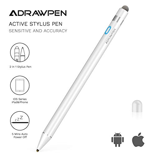 Stylus Pen Compatible for Apple iPad, Adrawpen Rechargeable Active Stylus Pen with 2