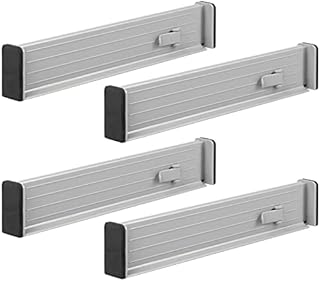 mDesign Set of 4 Drawer Organisers  Drawer Dividers for Practical Kitchen Storage  Drawer Insert for Kitchen and Bedroom Drawers  Light Grey