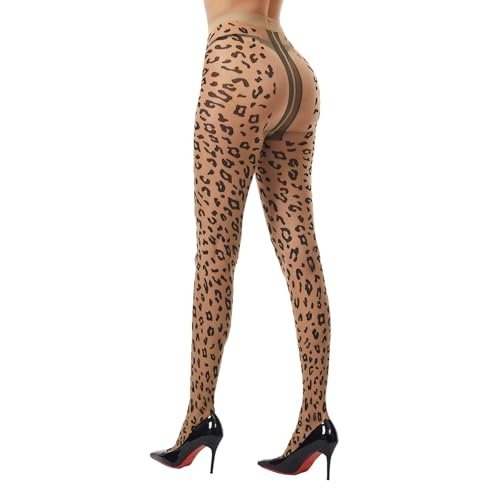 Image of Patterned Tights for Women High Waist Pantyhose Black Sheer Stockings 15D