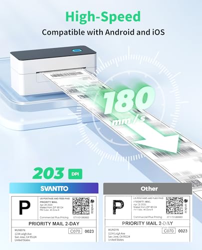 Svantto 4B-2063C-US Bluetooth Thermal Shipping Label Printer 4X6, Compatible With Windows/Mac/Android/Ios thumb #2