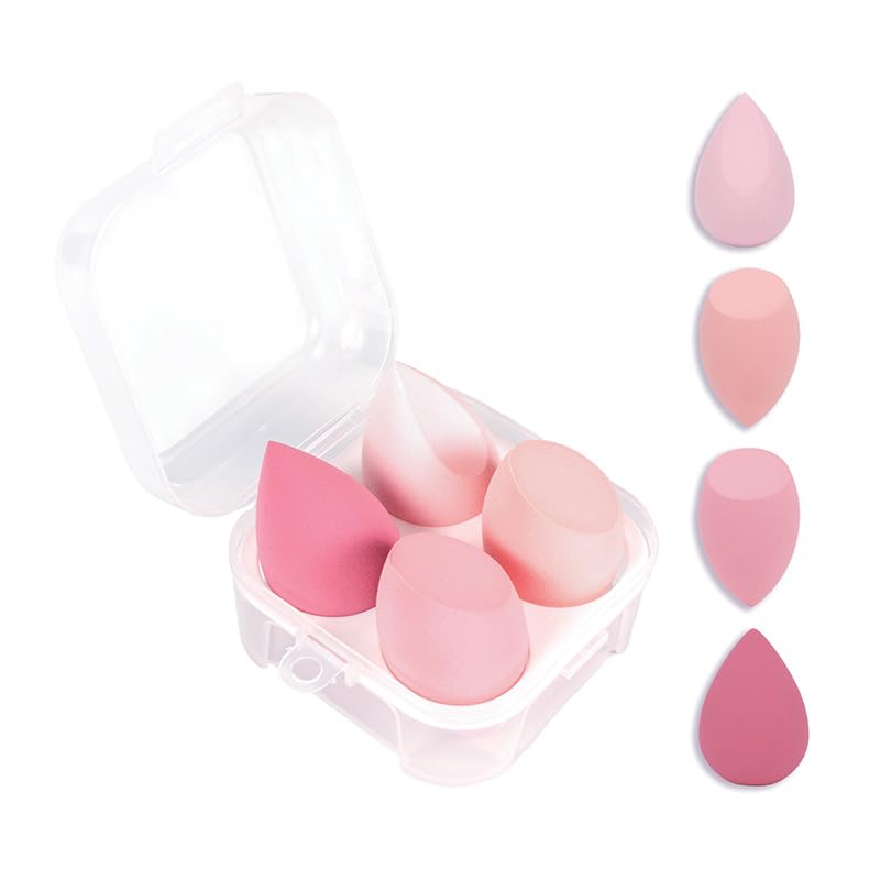 Feel Good Club Blender Bakery 4 Pc Makeup Sponge Set with Storage Box for Applying Blush Liquid Foundation Concealer Contour and More in Assorted Shapes and Travel Sizes-image-40