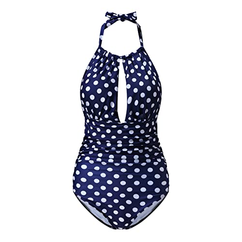Traje de Baño Deportivo Mujer Una Pieza con Control Corporal y Diseño Fruncido para Natación y Entrenamiento Activo (Blue, M)