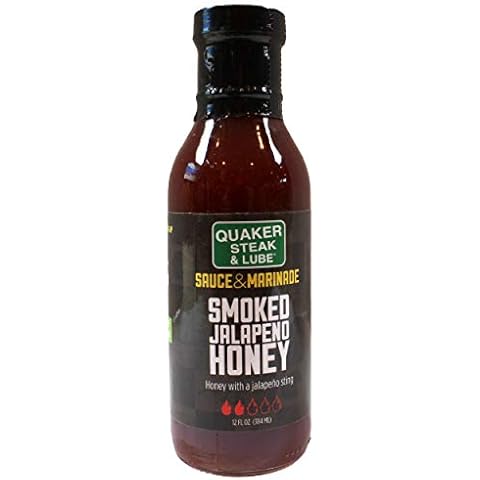 Quaker Steak and Lube Smoked Jalapeno Honey Wing Sauce - 12 Ounce Glass Bottle of Quaker Steak & Lube Smoked Jalapeno Honey Sauce Cover
