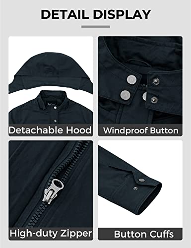 Soularge Women's Plus Size Military Cotton Jacket with Detachable Hood 5