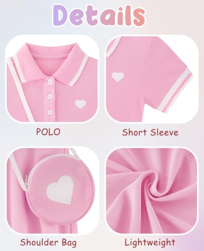 Move Dance Little Girls Sporty Dress Size 6-7 Pink Sundress with Bag - image 6