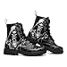 AWSOLE Gothic Combat Boots Skull Lace-Up Ankle Booties Fashion Motorcycle Boot Leather Work Boots for Men & Women