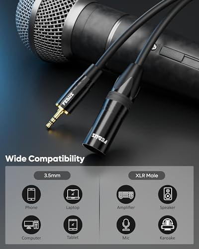 Image of FEDUS StagePro 3.5mm (1 /8 Inch) TRS to XLR Male Audio Cable, 1.5 Meter Balanced Professional Nylon Braided Aux to XLR Cord, OFC Conductor for Laptop, Phone, DJ Mixer & Speaker, iPhone, iPod, Tablet