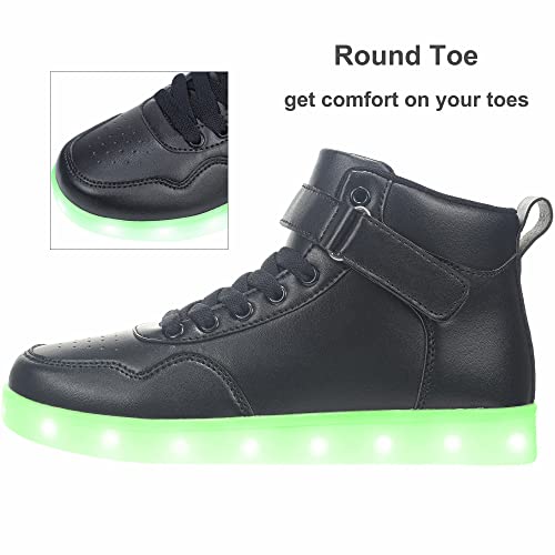 Aptesol Kids Led Light Up Shoes High Top Cool Usb Rechargeable Flashing Sneakers For Halloween Xmas Birthday Gift School Party Dancing Unisex Child Boys Girls Footwear (Black, 2 Little Kid) #TOP2