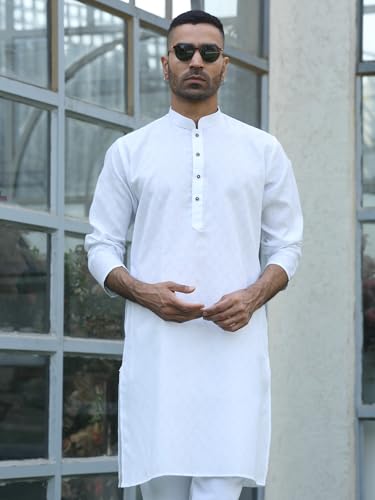 Image of KRAFT INDIA Men's Cotton Kurta Pyjama Set | Woven Design Traditional Ethnic Wear | Festive, Wedding & Casual Outfit | Comfortable & Breathable Fabric