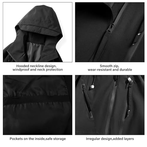 Men's Hooded Jacket Waterproof Windbreaker Lightweight Softshell Jacket for Golf Hiking Travel4