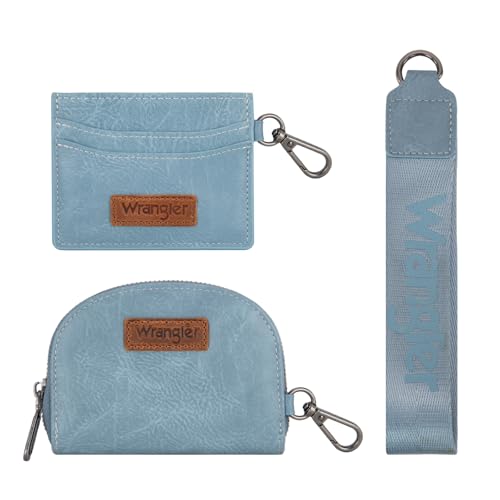 Image of Wrangler KeyChain Wallet Wristlet Wallets for Women Dual Pouch Wristlet with Zipper Womens Credit Card Holder Wallet
