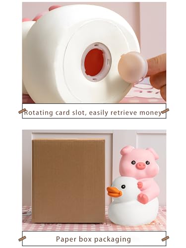 Image of Yellow Duck Coin Money Bank，Cute Pink Pig Money Box，Unbreakable Coin Jar for Kids with Adorable Design (White)