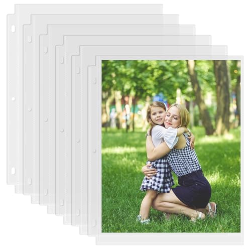 Aegero 50 Pack 8 x 10 Photo Sleeves for 3 Ring Binder(100 Pictures) Heavy-Duty Archival Photo Page Protectors Clear Picture Album Refill Pages Holds Acid-Free