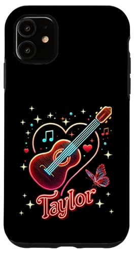 Coque pour iPhone 11 Nom Taylor I Love Taylor Groovy Heart Love Girls Birthday