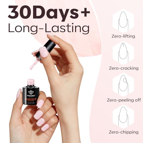 Image of modelones Gel Polish Builder Nail Set, Base Colors Nude Hard Strengthener Rubber Gel Polish 8-in-One Extension LED Nail Lamp Cured 6 Colors