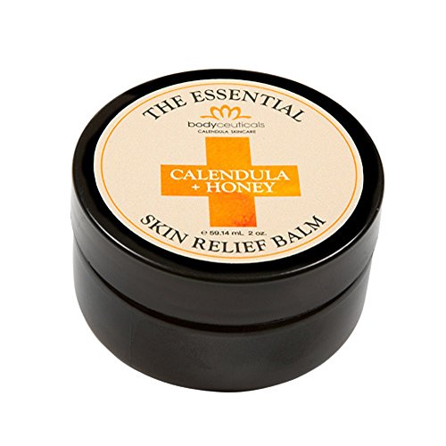Bodyceuticals Calendula and Honey Skin Relief Balm – Natural Soothing Salve for Chapped Skin, Rashes, Chafing, and Insect Bites – Non-GMO, Wheat Free, Travel-Friendly 2 oz Jar