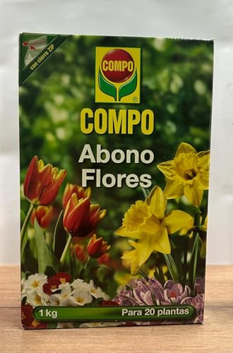 ABONO FLORES 1 KG. Abono ideal para plantas de Flor como las PETUNIAS, BEGONIAS, FUCSIAS, CRISANTEMOS, LILAS, PENSAMIENTOS, VERBENA, GERANIOS, IMPATIENS, JAZMÍN NPK 15-6-12 + Mg 2 + S 22,5