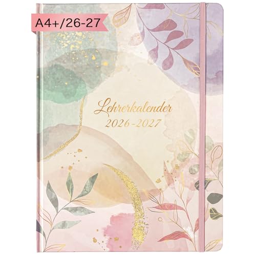 Lehrerkalender 2026 2027 A4 Lehrerplaner 2026 2027 von August 2026 bis Juli 2027 Schulplaner 2026-2027 für Lehrerinnen und Lehrer 17.5 x 25 cm Hardcover Lehrerkalender Einstecktasche