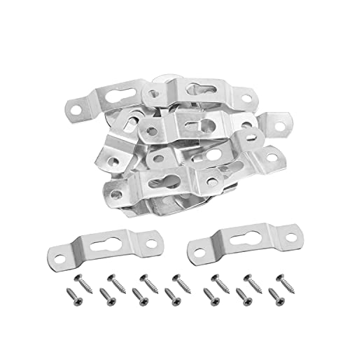 Image of MroMax 100PCS Keyhole Hanging Plate 1.93 inch x 0.51 inch Single Hole Hook for Hanging Paintings Artwork Picture Frame Hook Photos White Tone