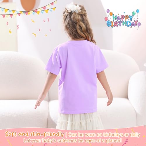 Image of Lovekider Girls Birthday T Shirts Cotton Short Sleeve T-Shirts Tee Party Clothing 3-6 Years
