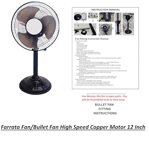 Image of STARVIN High Speed 2400 RPM 300mm Bullet Fan /Pedestal Fan /Farrata Fan with Adjustable Height 1 Year Warranty || Metal body Fan ||YT56