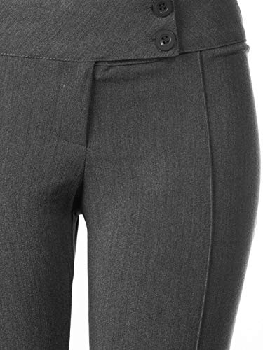 Design by Olivia Women's High Waist Slim Boot-Cut Stretch Pin Line Pants with Two Button Charcoal 2XL4