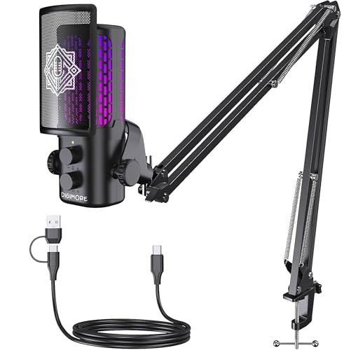 Image of DIGIMORE USB Microphone System | Boom Arm Mic | 192kHz Sampling | Unidirectional | for Streaming, Podcast, Gaming & Recording | PC Compatible (D-530)