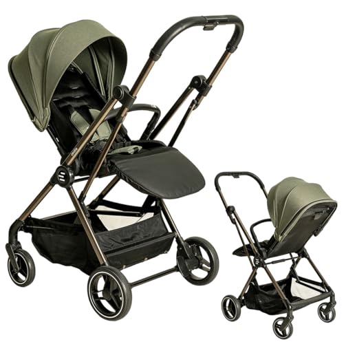 Olmitos - Silla de Paseo Eolia de Niu – Ligera, Reclinable, con Capota Extensible, Asiento Reversible y Plegado con una Sola Mano (Olive)