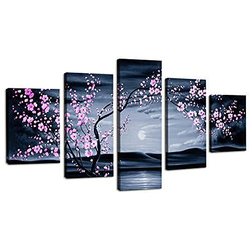 Peinture sur toile Sakura lot de 5 pièces amovibles pour salon