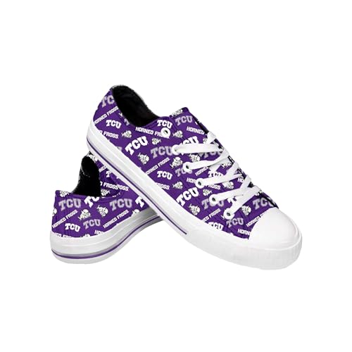 FOCO TCU Horned Frogs NCAA Womens Low Top Repeat Print Canvas Shoes - 9