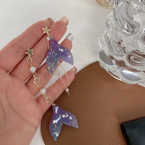 Purple Mermaid Earrings for Women Mermaid Tail Earrings Mermaid Jewelry Gifts for Women3