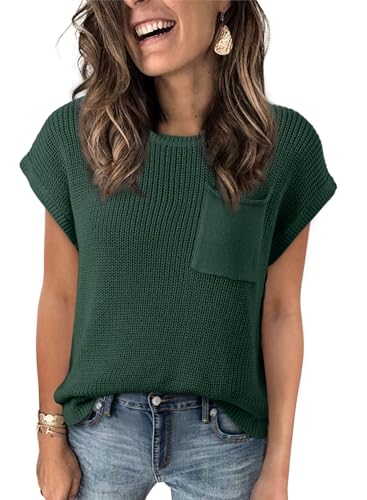 Dokotoo Women's Casual Short Sleeve Loose Tunic Tops Lightweight Knit Spring Pullover Sweater Blouses3