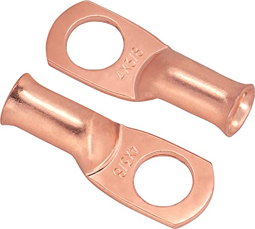 10Pcs 4 Awg - 3/8" (M10) Sanuke Wire Lugs Ring Terminal Connectors Ends Heavy Duty For Battery Cable Lug Wire Electrical Eyelets With 3:1 Dual Wall Adhesive Heat Shrink #TOP4