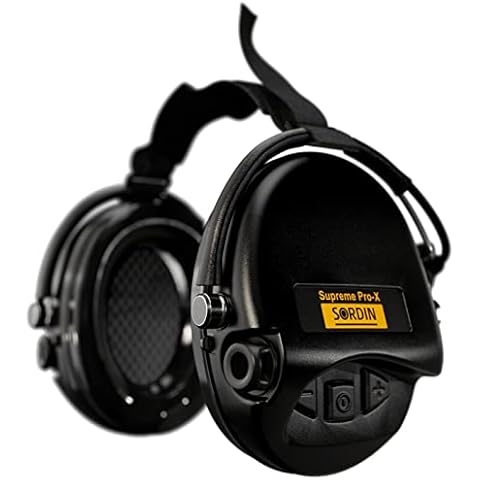 Sordin Supreme PRO X Neckband Electronic Ear Defenders - 76302-X-02 - Active Noise Reduction Earmuffs - Comfortable Foam Cushions - Hearing Protection - Black Ear Muff Cups Cover