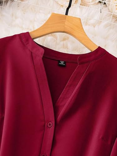 Image of Gufrina Women's Rayon Top with 3 /4th Sleeves Mandarin Collar Neck Solid Pattern A Line Style Knee-Length and Regular Fit