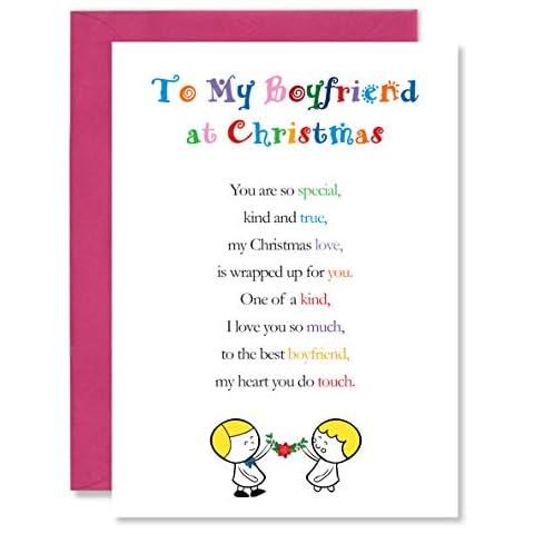 Clarabelle Cards - To My Boyfriend at Christmas (For Him | Friend | Partner | Best Friend | Fiance) with Lovely Festive Poem Verse on Front of Greetings Card sold by Card Candy Cover