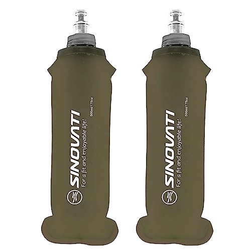 SINOVATI® TPU Faltbare Trinkflaschen, Soft Flask, Wasserflasche BPA-Frei Sportflasche für Trinkrucksack, Fahrrad, Wandern,Joggen,Camping und Klettern (Dunkelgrau, 500ml x 2)