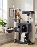 Hey-brother Cat Tree Tower, Scratching Posts with Removable Toys, Cozy Condo, Platform, Hammock, Sisal Scratch Board and Ball for Indoor Kittens, 41.3 Inches, Smoky Gray MPJ008SG