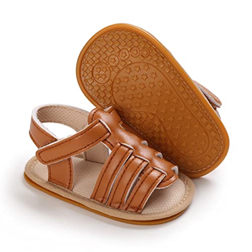 Image of TIMATEGO Infant Baby Girls Sandals Non Slip Soft Sole T-Strap Flip Flops Toddler First Walker Crib Dress Shoes 3-18 Months