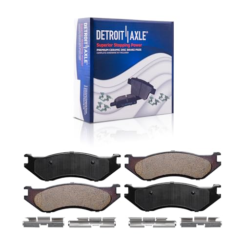 Image of Detroit Axle - Front Brake Pads for 2003-2006 Durango, 2002-2005 Dodge Ram 1500, 2003 Dodge Ram 1500 Van, Ceramic Brake Pads w /Hardware 2004 Replacement