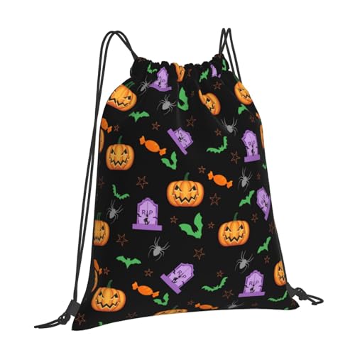 Halloween Drastring Bags Gothic Bat String Backpack Pumpkin Gym Bag for Outdoor2