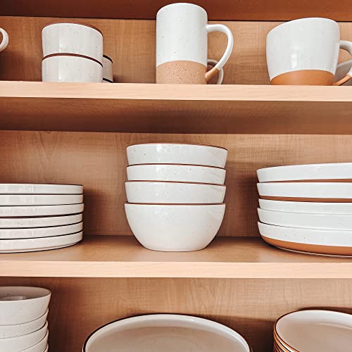 Mora キッチン用セラミックボウル 28オンス ボウル4個セット シリアル/サラダ/パスタ/スープ/デザート/サービングなどに 食洗機/電子レンジ/オーブン対応 朝食/ランチ/ディナーに バニラホワイト